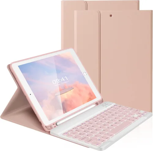 Vista 17 de Funda de teclado LAMA para iPad de 10.2 pulgadas, estuche inalámbrico con teclado con soporte para lápices para iPad de 10.2 y 10.5 pulgadas