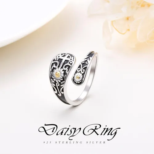 Vista 4 de Yearace Spoon Ring for Women 925 Sterling Silver Oxidized Spoon Ring Adjustable Ring Turquoise Spoon Ring Jewelry Gifts for Women