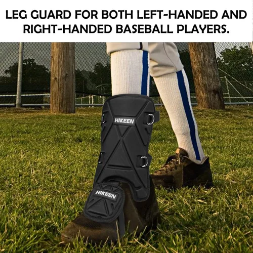 Vista 5 de Hikeen Baseball Leg Guard Batter's Shin and Foot Shield with Adjustable Straps Batting Softball Gear Suitable for Right Hand & Left Hand Hitters