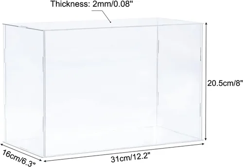 Vista 2 de MECCANIXITY Vitrina de acrílico Caja de plástico transparente montar escaparate a prueba de polvo 12.2x6.3x8 pulgadas para artículos coleccionables