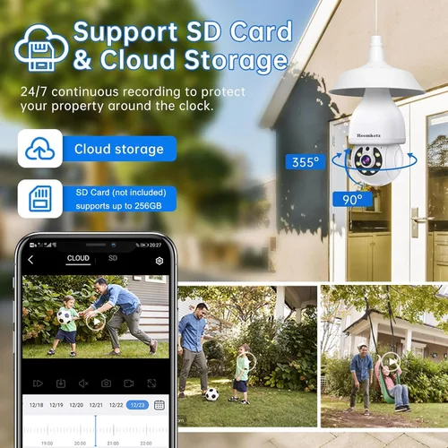 Vista 6 de Cámara de seguridad para ventana de 3MP, monitoreo WiFi 6 de 5GHz y 2.4GHz para interior/exterior, visión nocturna a color AI máxima, ángulo amplio