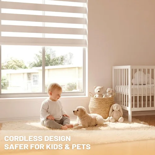 Vista 4 de Persianas motorizadas de cebra inteligentes con control remoto, persianas eléctricas para ventanas interiores, filtrado de luz, persianas