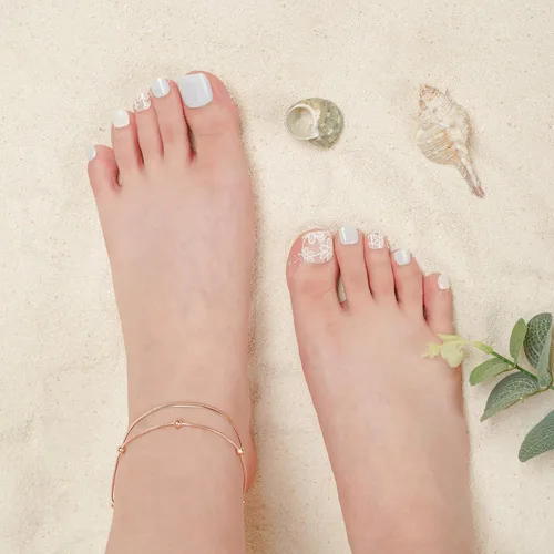 Danni & Toni - Tiras de uñas semicuradas con gel, flores (aroma) azul claro, calcomanías de uñas de verano, envolturas de gel para pedicura, 37