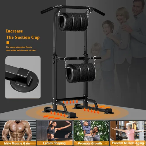 Vista 6 de DlandHome Power Tower Pull Up Dip Station Multi-Function Fitness Equipment for Strength Training Adjustable Height Dip Stand for Home Gym