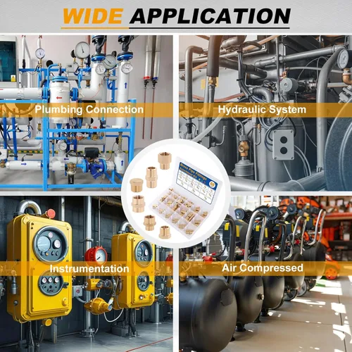 Vista 7 de KOOTANS Kit surtido de accesorios de tubería de latón de 66 piezas, adaptador NPT, buje reductor, pezón hexagonal, acoplamiento hexagonal reductor