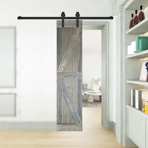 Vista 41 de K Style - Losa para puerta corrediza de granero de madera maciza con acabado de nogal oscuro y café Kona (24 x 84 pulgadas), requiere montaje