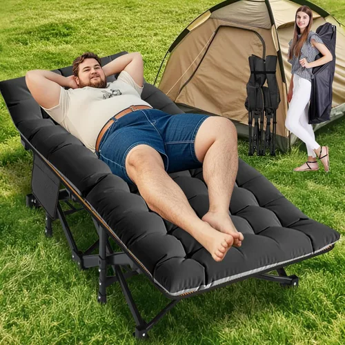 Vista 4 de ABORON Cama de invitados plegable resistente para adultos, capacidad de 500 libras, cuna extra portátil con doble capa 1201D, ideal para estancias
