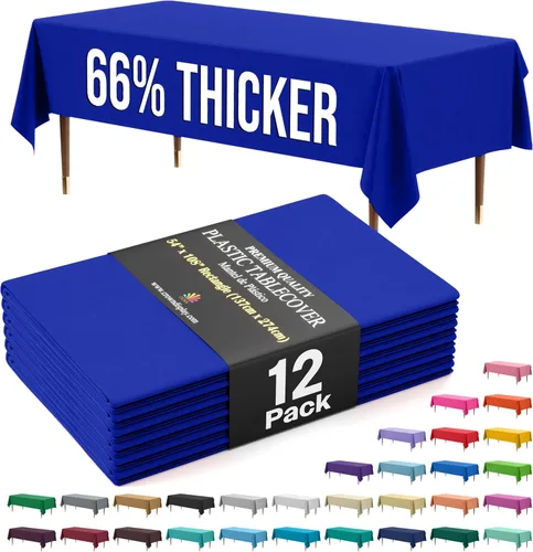 Vista 42 de Exquisite 66% Thicker Premium Plastic Table Cloth Rectangle Table Cover 0.5 Mil 6 Pack Aqua Table Cloth 54 Inch x 108 Inch Disposable Tablecloth