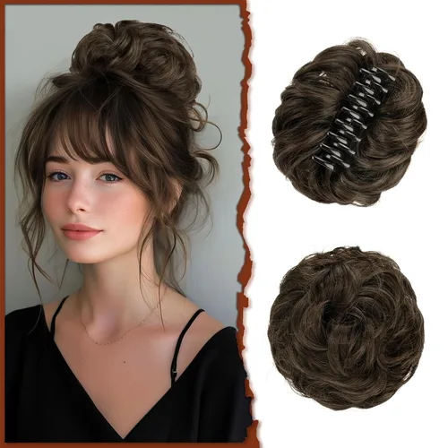 Vista 10 de SOFEIYAN Clip de Garra para Moño Despeinado Pieza de Cabello Ondulado Rizado Clip de Moño con Garra Chignon Coleta Postizos Extensiones de Cabello