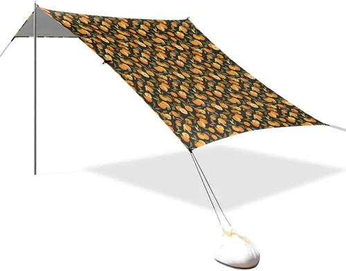 Cute Nectarines Beach Tent & Canopy UPF50+ Easy Setup Large Portable Sun Shelter with Sandbags & Sand Shovel for Backyard and Camping