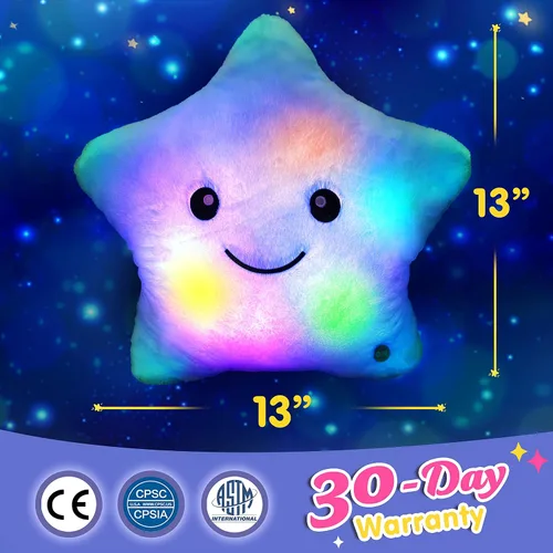 Vista 4 de WEWILL - Juguetes de peluche LED de 9 pulgadas, estrella brillante Azul