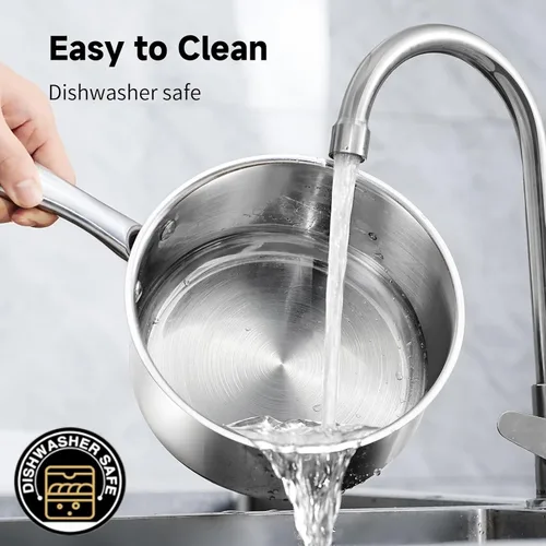 Vista 5 de Juego de Cacerolas de Acero Inoxidable de 1 Cuarto y 2 Cuartos con Tapa, 4 Piezas Cacerolas Antiadherentes, Ollas de Cocina Pequeñas, Compatible