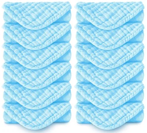 Spotted Play - Paquete de 12 paños de muselina para eructos, 100 % algodón, grandes, 20 x 10 pulgadas, extrasuaves y absorbentes, paños para lavado
