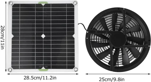 Vista 3 de Kit de ventilador de panel solar, ventilador de escape solar de 100 W, IP65, ventilador portátil para exteriores, ventilador de ático que enfría