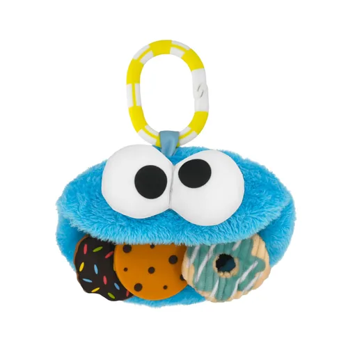 Kids Preferred Sesame Street Cookie Monster On The Go - Juguete de actividad con mordedor de silicona, sonidos arrugados y sonajero para bebés y