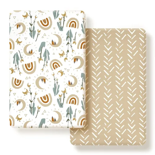 Vista 33 de GRSSDER Juego de sábanas ajustadas elásticas ultra suaves para moisés, paquete de 2, ajuste universal para moisés, cuna, capazo de Moisés, colchón