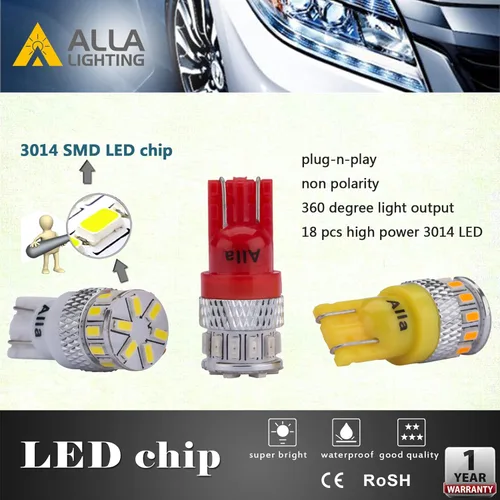 Vista 3 de Combo T10 168 194 Bombillas LED Rojo + Amarillo + Blanco Mapa Interior, Domo, Tronco, Luces de Marcador, Luces de Placa 2825 W5W 194NA 175 161