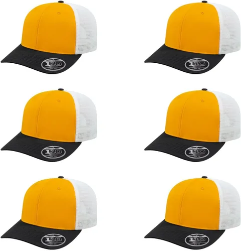 Vista 115 de Cap America i8502 Flexfit 110 Premium - Gorra de camionero de perfil medio con 6 paneles de malla trasera con protección UV y cierre ajustable