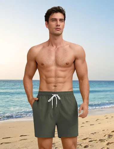 Vista 2 de YnimioAOX Traje de baño para hombre de 5 pulgadas con forro de compresión 2 en 1 de secado rápido, trajes de baño con bolsillos