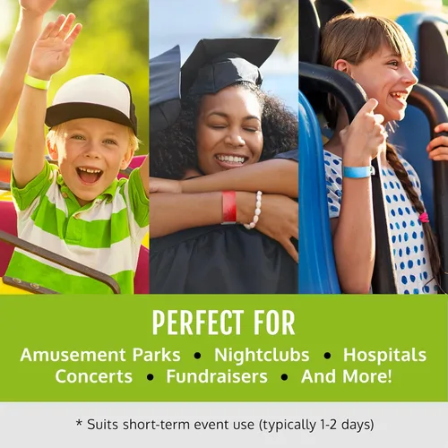 Vista 4 de 600 Pulseras Tyvek Negras WristCo para Eventos - Pulseras de Papel Cómodas Resistentes a Desgarros Brazaletes de Identificación para Muñeca