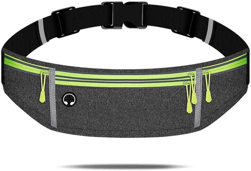 Vista 10 de Riñonera deportiva para correr con correa ajustable para correr, senderismo, viajes, deportes al aire libre, Negro
