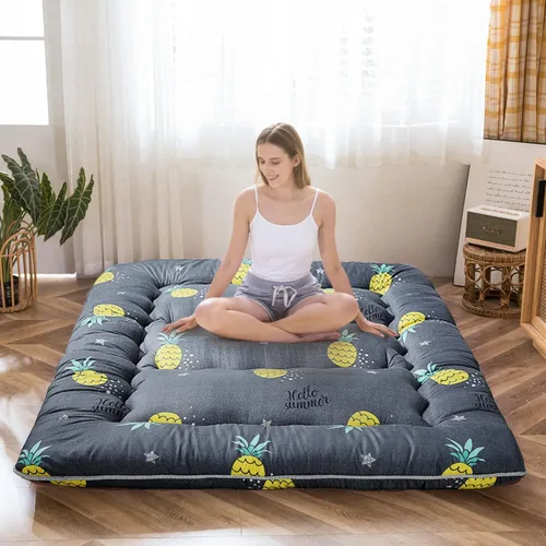 Vista 143 de Colchón futón japonés de piso gris constelación, de piso tatami, portátil, para acampar, para niños, sofá cama plegable enrollable con protector