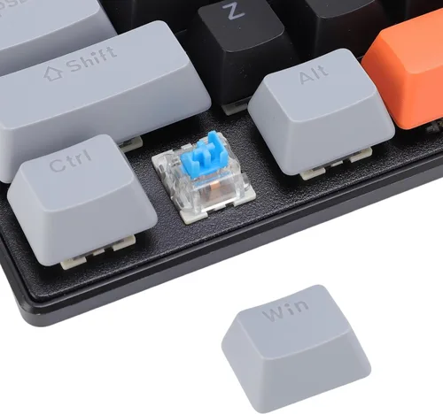 Vista 8 de Jectse RGB Gaming Keyboard, 60 Percent Keyboard Wired Mechanical with Blue Switch, Ergonomic Computer for Laptop PC Gaming (Orange Gray Black)