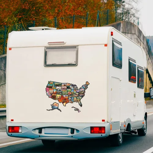 Vista 5 de Adhesivo de vinilo con mapa de Estados Unidos, vinilo para caravana, caravana, caravana, mapa, calcomanías impermeables para ventana y puerta