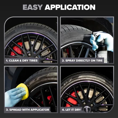 Vista 4 de Carfidant Ultimate Tire Shine Galón - Brillo Negro Satinado - Nuevo Aspecto para Neumáticos y Protector de Goma - Larga Duración sin Grasa y sin