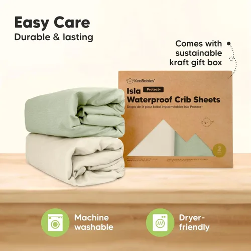 Vista 8 de Paquete de 2 sábanas impermeables para cuna de bebé para niños y niñas - 52x28 sábanas para cama de niño pequeño de viscosa derivada de bambú