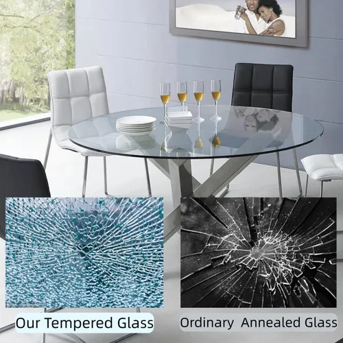 Vista 7 de Mesa redonda de vidrio templado de 20 pulgadas de grosor de 1/4 pulgadas - Borde pulido plano
