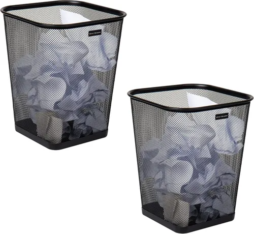 Mind Reader Cubo de basura de malla, cesta de papel usado, cuadrado, oficina, malla metálica, 9.75 pulgadas de largo x 9.75 pulgadas de ancho x Negro