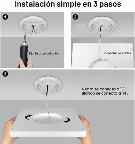 Vista 6 de Lámpara LED de Techo Empotrada, 2800K Blanco Cálido, 12 pulgadas 24W, 3200LM, Luminaria de Panel Plano Delgado, Lámpara de Techo Cuadrada Moderna
