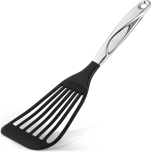 Vista 10 de Zulay Kitchen Espátula giratoria de acero inoxidable para pescado, 12.4 pulgadas, flexible, resistente al calor, para utensilios de cocina