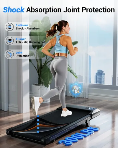 Vista 5 de Superun Walking Pad with 6% Incline, Under Desk Treadmill for Home Office, 3 in 1 Portable Walking pad Treadmill with Remote Control and LED