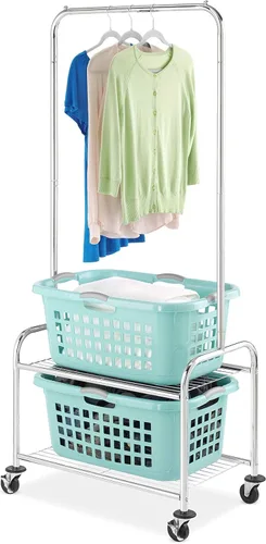 Vista 3 de Whitmor Mayordomo de lavandería comercial con estante de alambre - Cromo