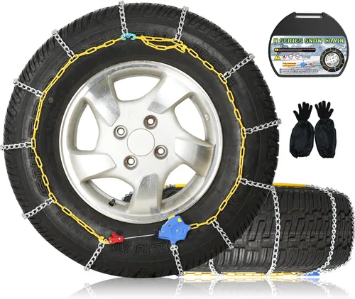 Cadenas de nieve para automóviles, 2 x 12 mm, instalación rápida de 30 segundos de cadenas de neumáticos con tensor automático, cadena de tracción
