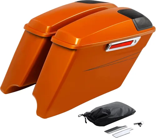 HR3 Color-Matched Amber Whiskey (Pinstripe) 4 en. Bolsas de Sillín Duras Estiras Compatibles con Road Glide Special FLTRXS 2015 y Street Glide