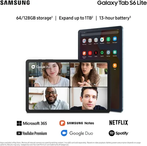 Vista 6 de SAMSUNG Galaxy Tab S6 Lite - Tablet Android de 10.4 pulgadas y 64 GB, pantalla LCD, S Pen incluido, diseño delgado de metal, altavoces dobles AKG