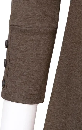 Vista 5 de Messic Blusa plisada de manga larga con cuello en V y botones para mujer