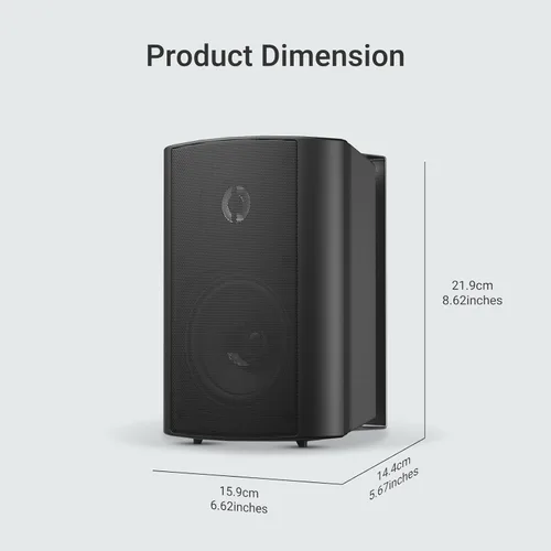 Vista 7 de Herdio Altavoces Bluetooth para exteriores de 4 pulgadas, impermeables, con cable de 200 vatios, interiores, patios, altavoces de montaje en pared