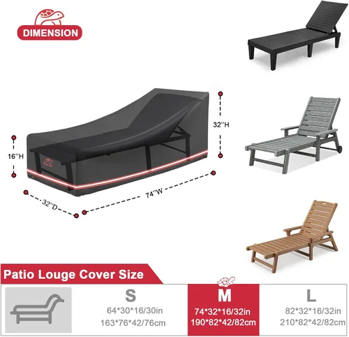 Vista 2 de Turtle Life Funda para silla de patio, impermeable, resistente, para exteriores, con ventilación de aire mejorada, 1 paquete, 74 pulgadas de largo x