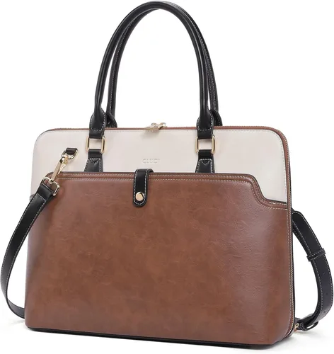 CLUCI Maletín de cuero para mujer 15.6 pulgadas portátil de negocios vintage delgado bolso de hombro de las señoras