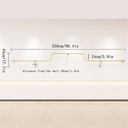 Vista 6 de Hanging Clothes Rack Portable Clothes Hanging Metal Garment Racks,Wall Mounted Commercial Clothes Retail Clothing Display Rack It is Stable and Not