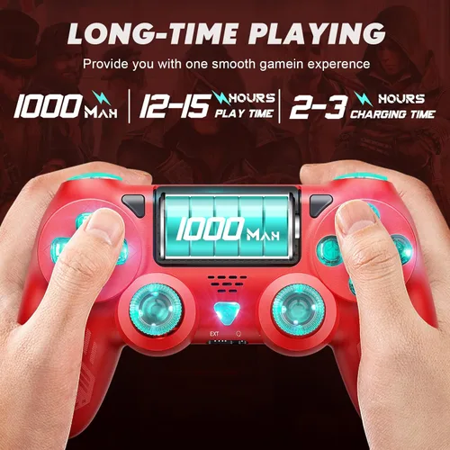 Vista 6 de 2 Pack RGB Wireless Controller for PS4SlimProPC, Colorful RGB lights - Blue Red Green Pink Orange Cyan Purple, Dual Vibration6-Axis Motion