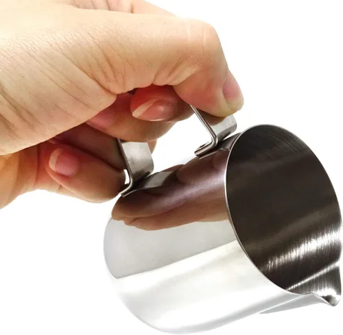 Vista 5 de Honbay 1 jarra de acero inoxidable para espumar leche con leche, jarra de café al vapor para expreso, capuchino, leche, crema, café con leche