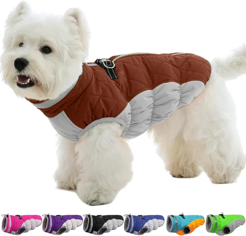 Vista 35 de Chaqueta de invierno para perro, abrigo impermeable y reflectante, resistente al viento, ropa cálida para mascotas, cómoda ropa de forro polar