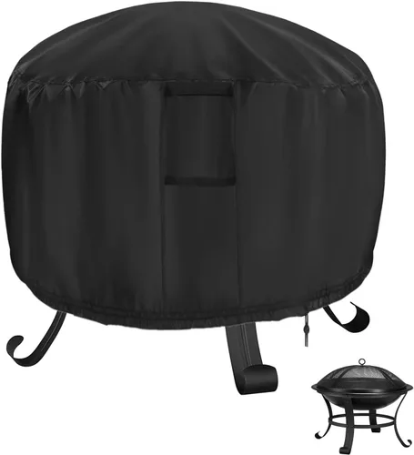Vista 18 de Cubierta rectangular para fogata, impermeable, para mesa de fuego de gas propano al aire libre, 28 pulgadas de largo x 28 pulgadas de ancho x 24