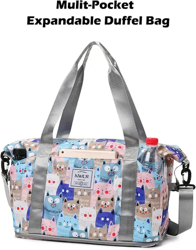 Vista 4 de Bolsa de viaje expandible, bolsa de viaje para el fin de semana, bolsa de gimnasio para mujer