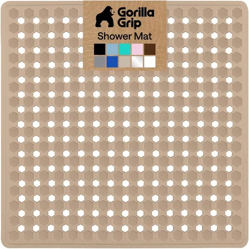 Vista 32 de GORILLA GRIP - Alfombrilla patentada para bañera y ducha, tapete lavable para el piso de la bañera, ventosas y orificios de drenaje para mantener